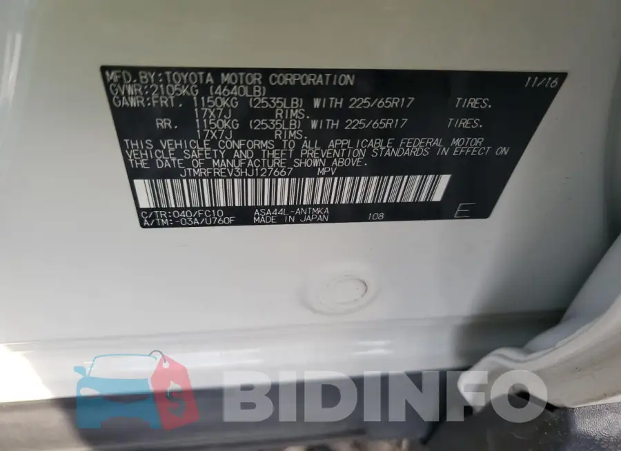 JTMRFREV3HJ127667 Photo# 12