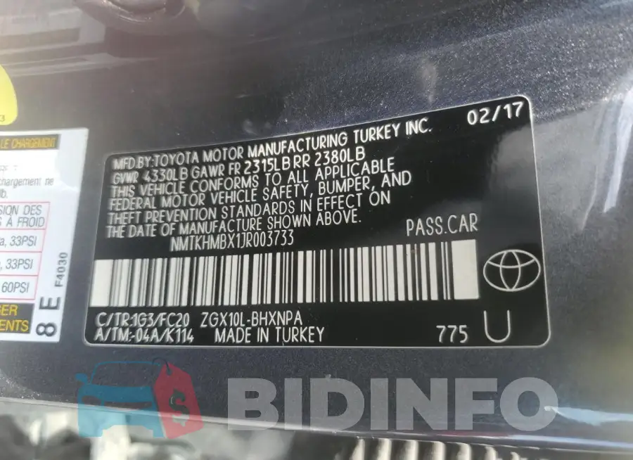 NMTKHMBX1JR003733 Photo# 12