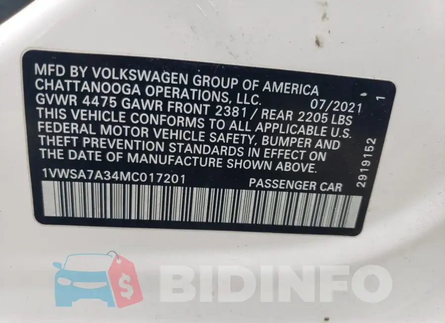 1VWSA7A34MC017201 Photo# 12
