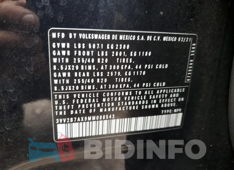 3VV2B7AX9MM088543 Photo# 13