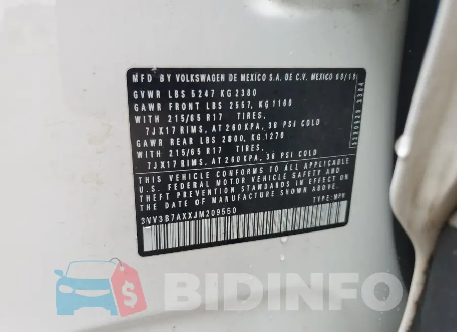 3VV3B7AXXJM209550 Photo# 13