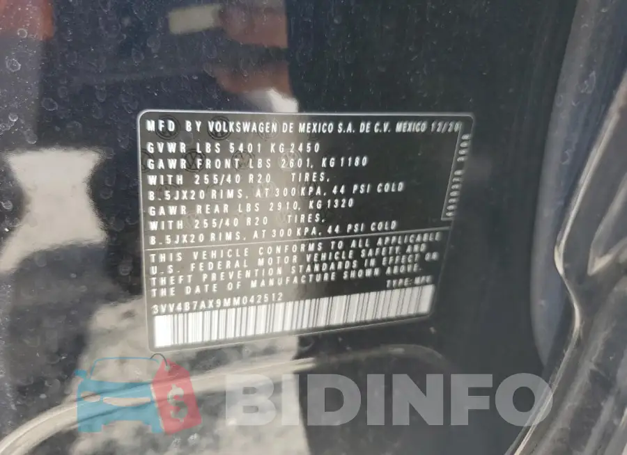 3VV4B7AX9MM042512 Photo# 14