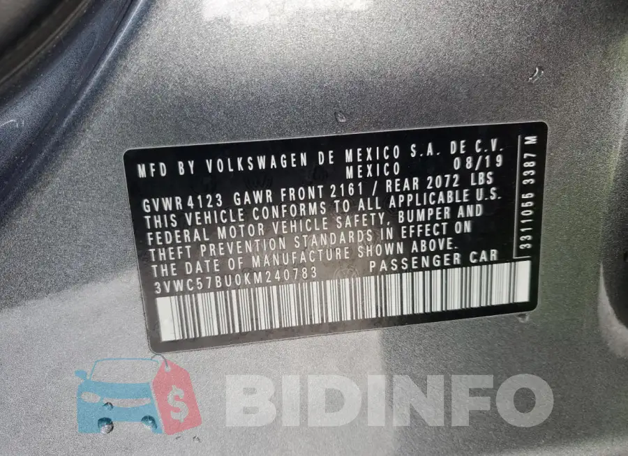 3VWC57BU0KM240783 Photo# 12