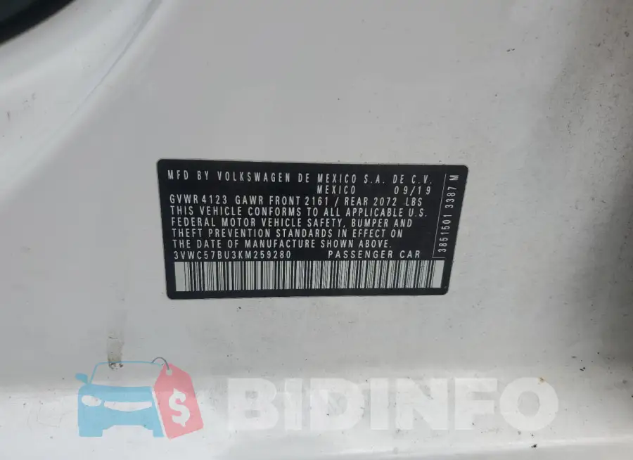 3VWC57BU3KM259280 Photo# 12