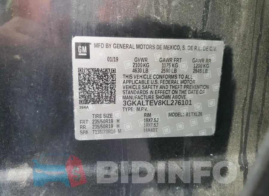3GKALTEV8KL276101 Photo# 13