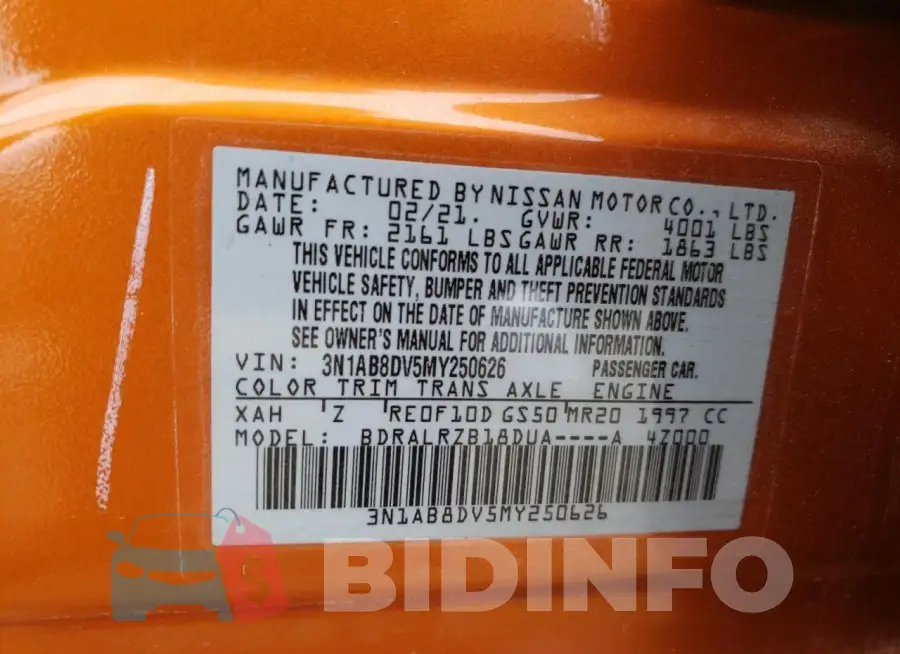 3N1AB8DV5MY250626 Photo# 12