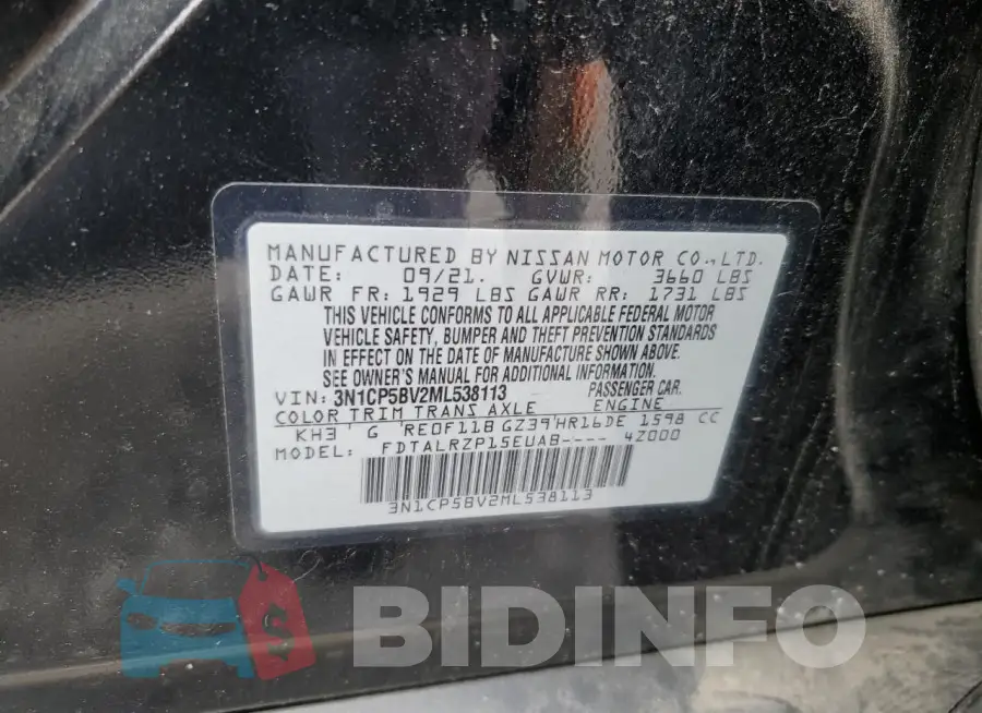 3N1CP5BV2ML538113 Photo# 12