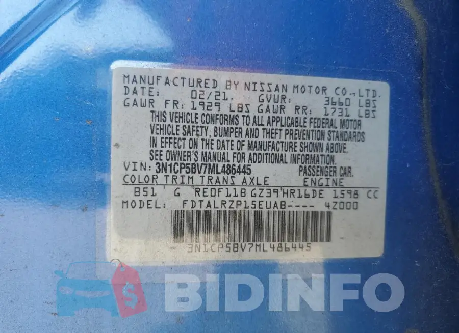 3N1CP5BV7ML486445 Photo# 12