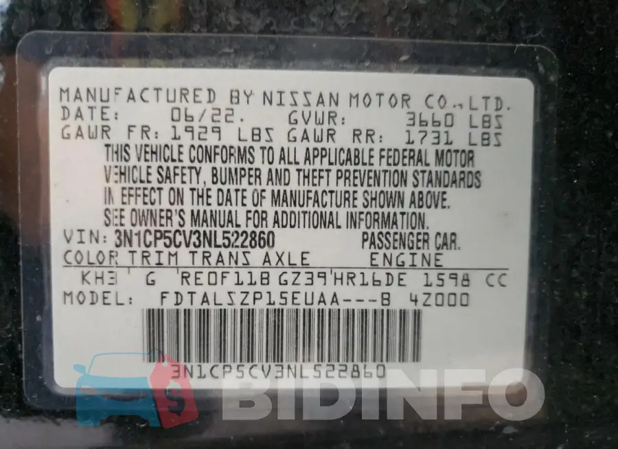 3N1CP5CV3NL522860 Photo# 13