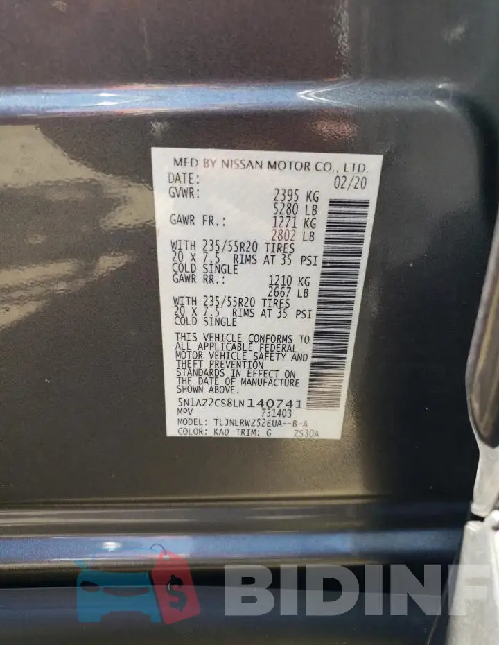 5N1AZ2CS8LN140741 Photo# 14
