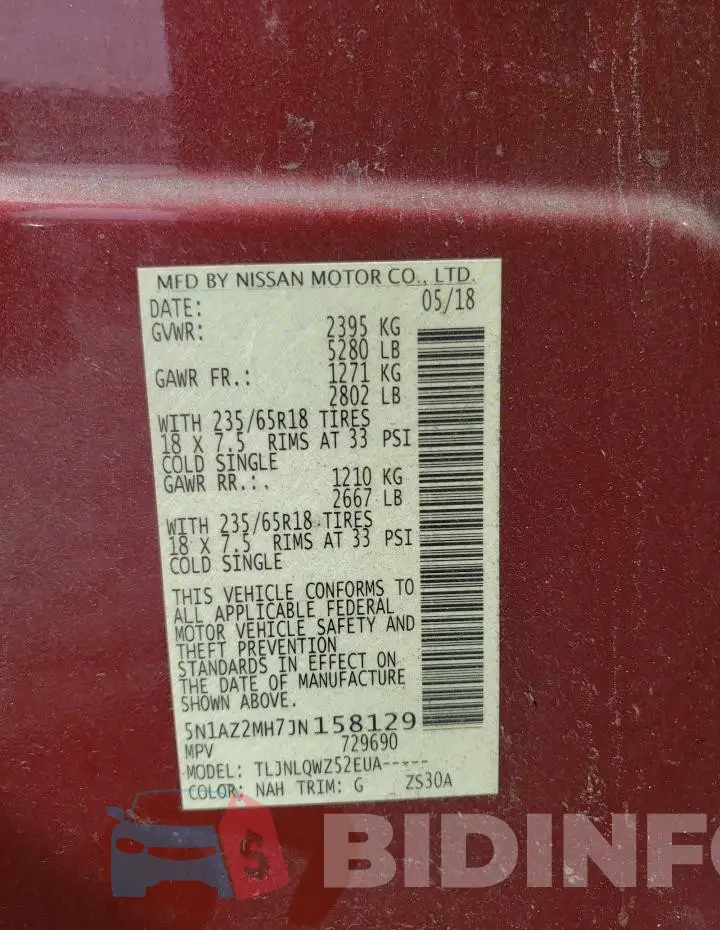 5N1AZ2MH7JN158129 Photo# 14