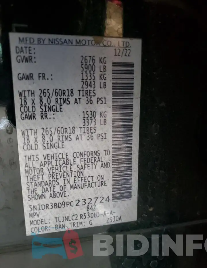 5N1DR3BD9PC232724 Photo# 13