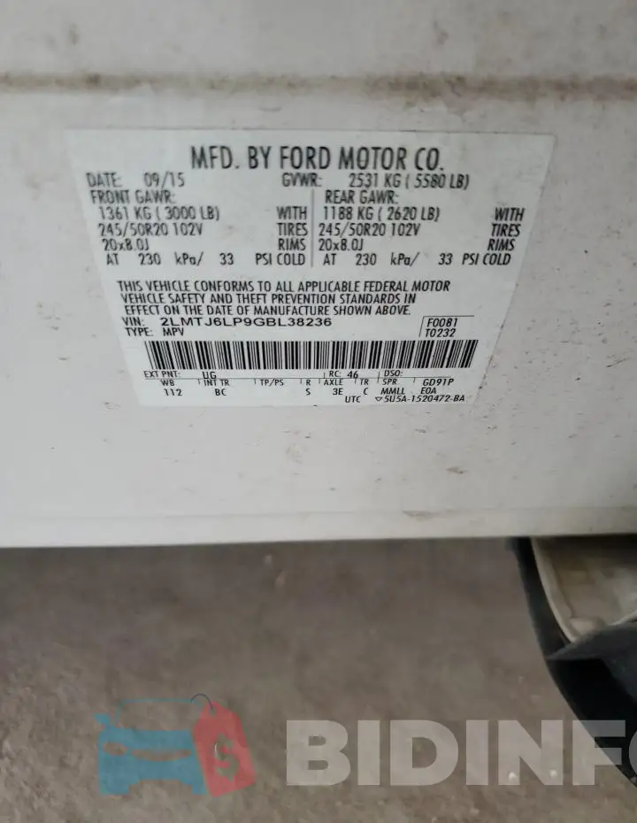2LMTJ6LP9GBL38236 Photo# 12