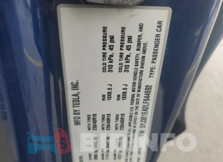 5YJ3E1EA2LF644692 Photo# 12
