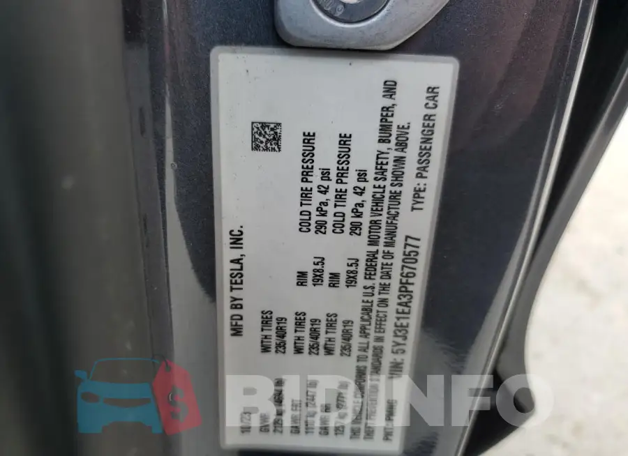 5YJ3E1EA3PF670577 Photo# 13