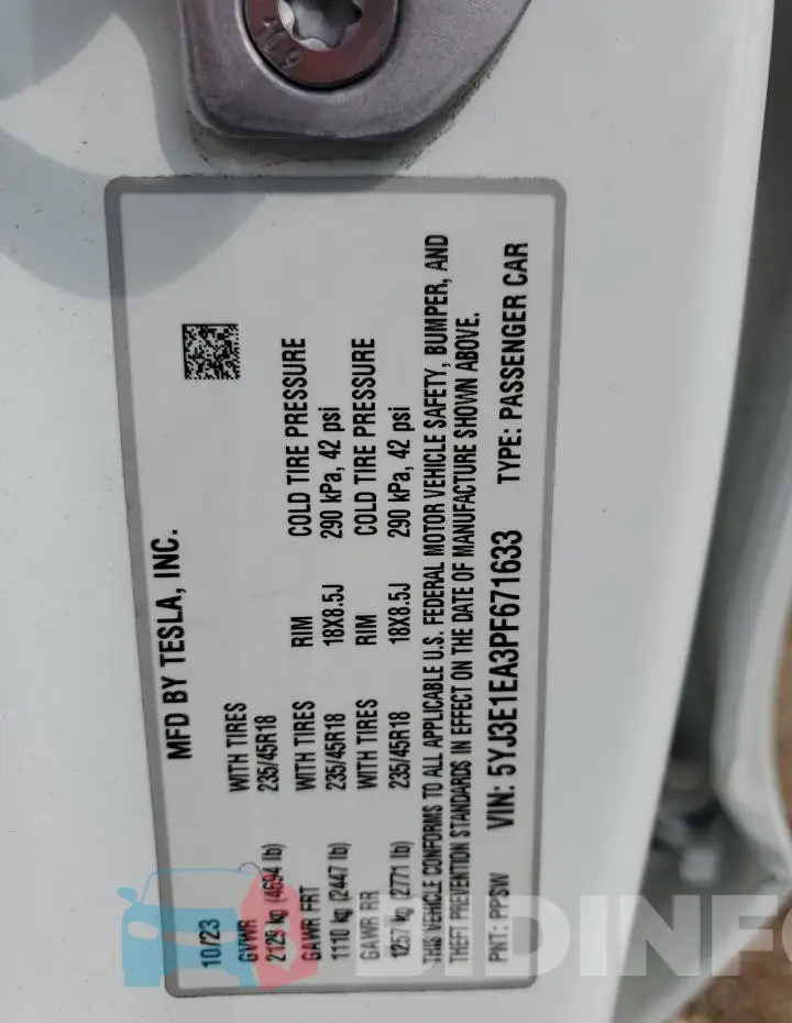 5YJ3E1EA3PF671633 Photo# 12