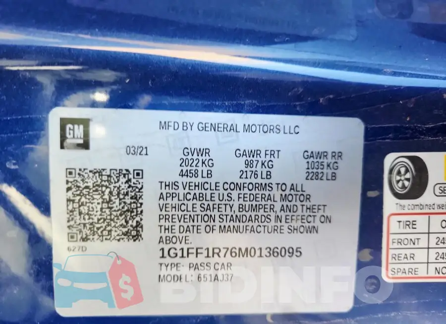 1G1FF1R76M0136095 Photo# 13