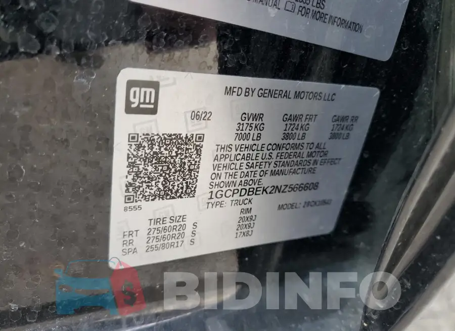 1GCPDBEK2NZ566608 Photo# 12