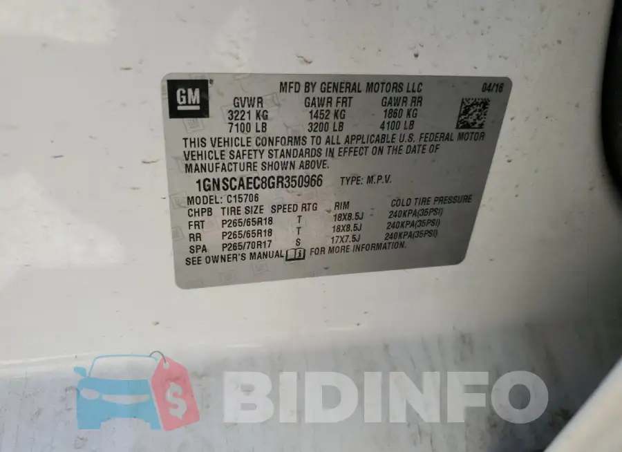 1GNSCAEC8GR350966 Photo# 13