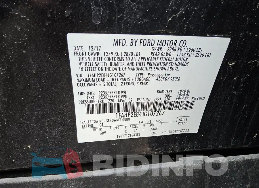 1FAHP2E84JG107267 Photo# 12