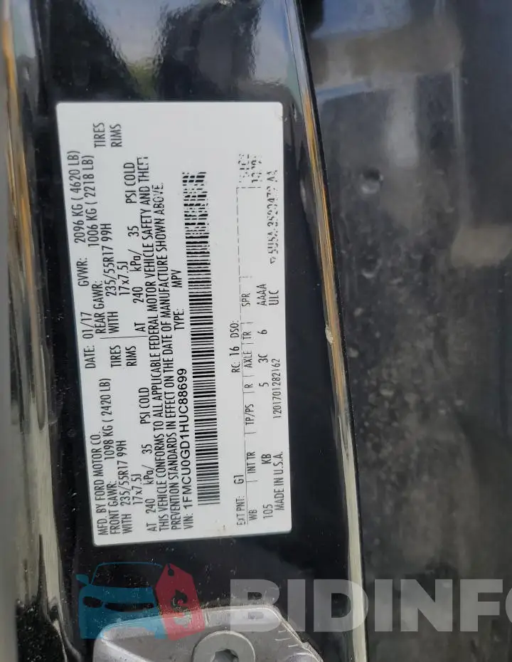 1FMCU0GD1HUC88699 Photo# 12