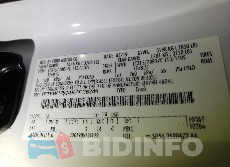 1FTFW1RG4KFC26248 Photo# 12