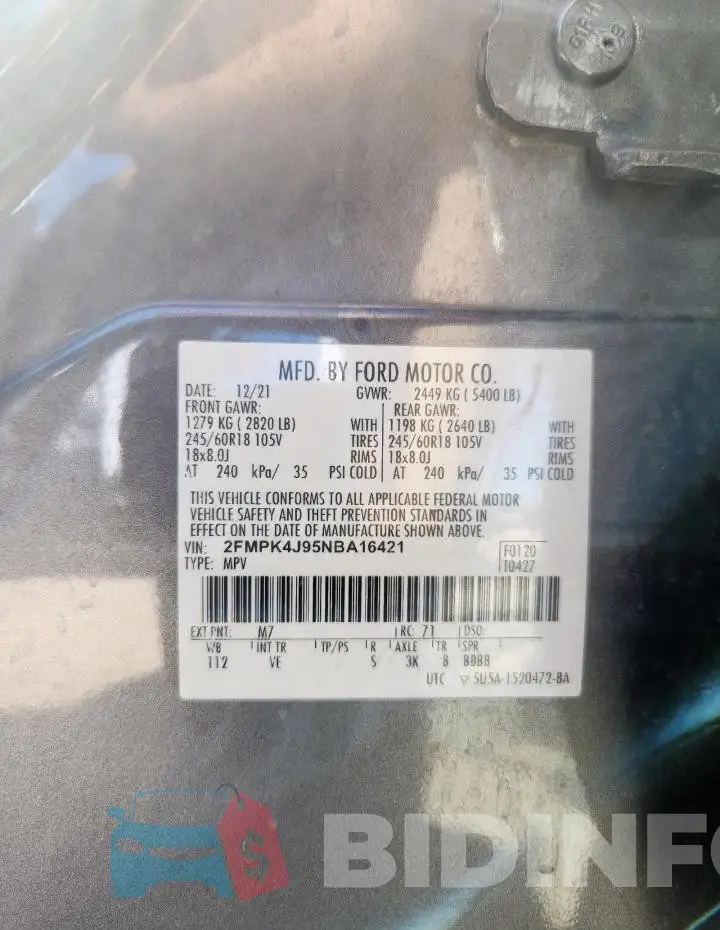 2FMPK4J95NBA16421 Photo# 14