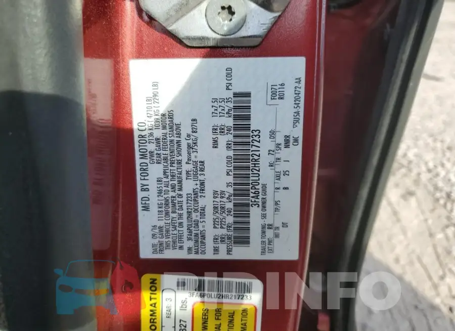 3FA6P0LU2HR217233 Photo# 12