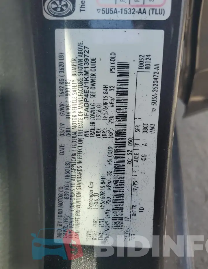 3FADP4EJ1KM139727 Photo# 12