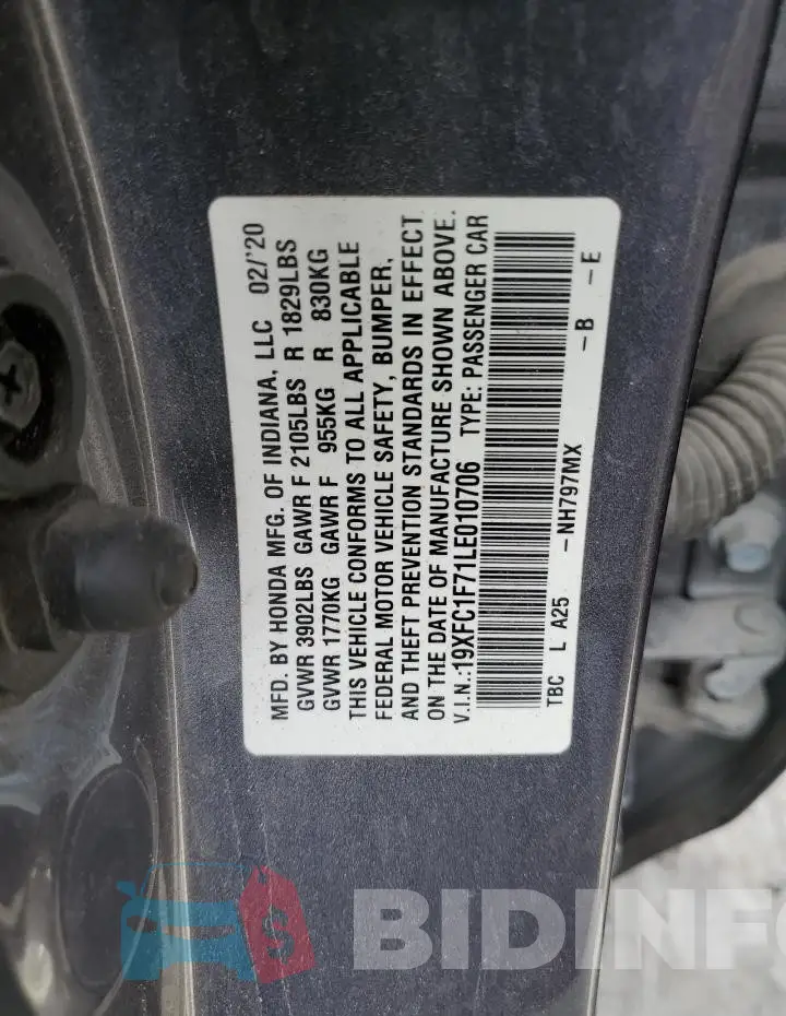 19XFC1F71LE010706 Photo# 12