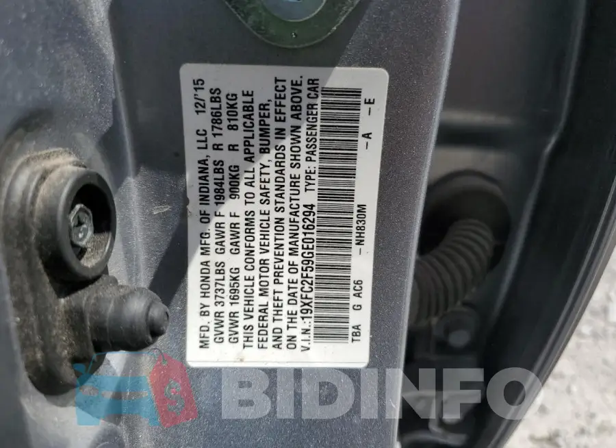 19XFC2F59GE016294 Photo# 13