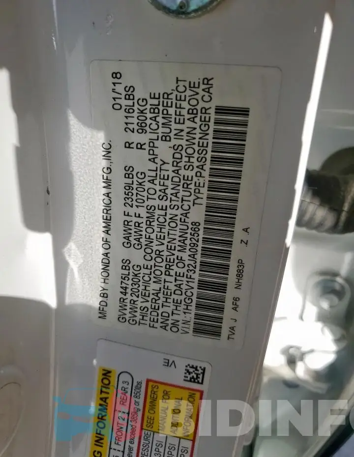 1HGCV1F32JA092568 Photo# 12