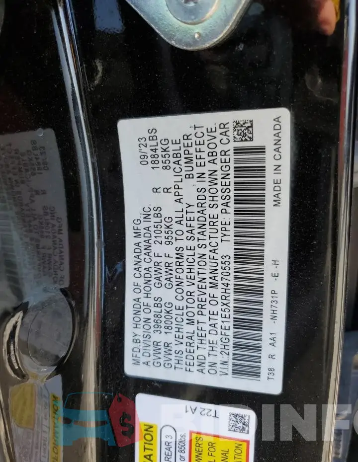 2HGFE1E5XRH470553 Photo# 12