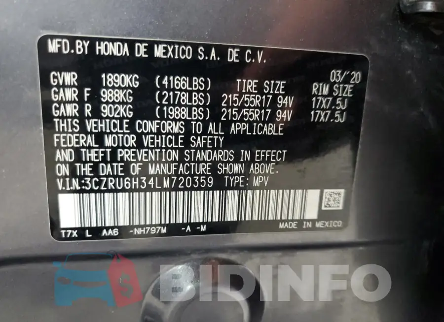 3CZRU6H34LM720359 Photo# 13