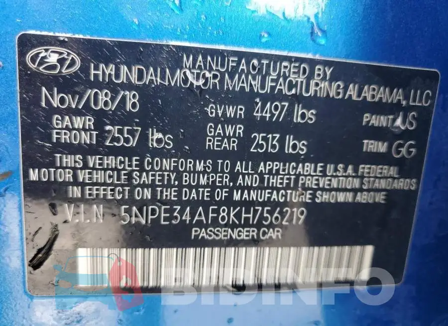 5NPE34AF8KH756219 Photo# 12
