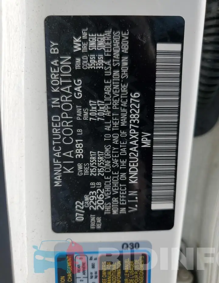KNDEU2AAXP7382276 Photo# 12