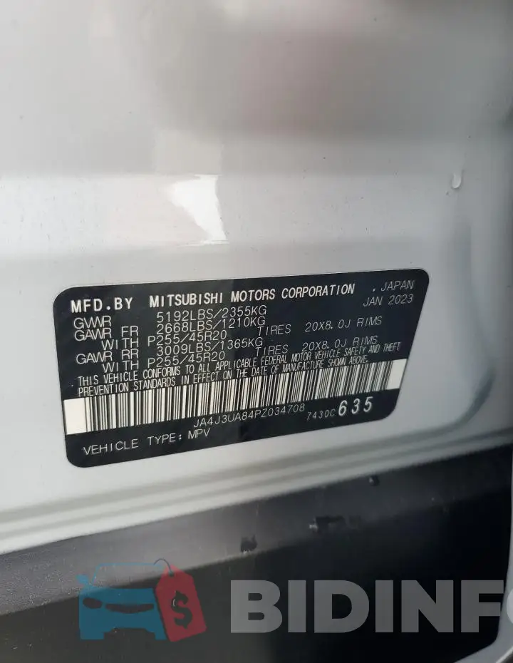 JA4J3UA84PZ034708 Photo# 14