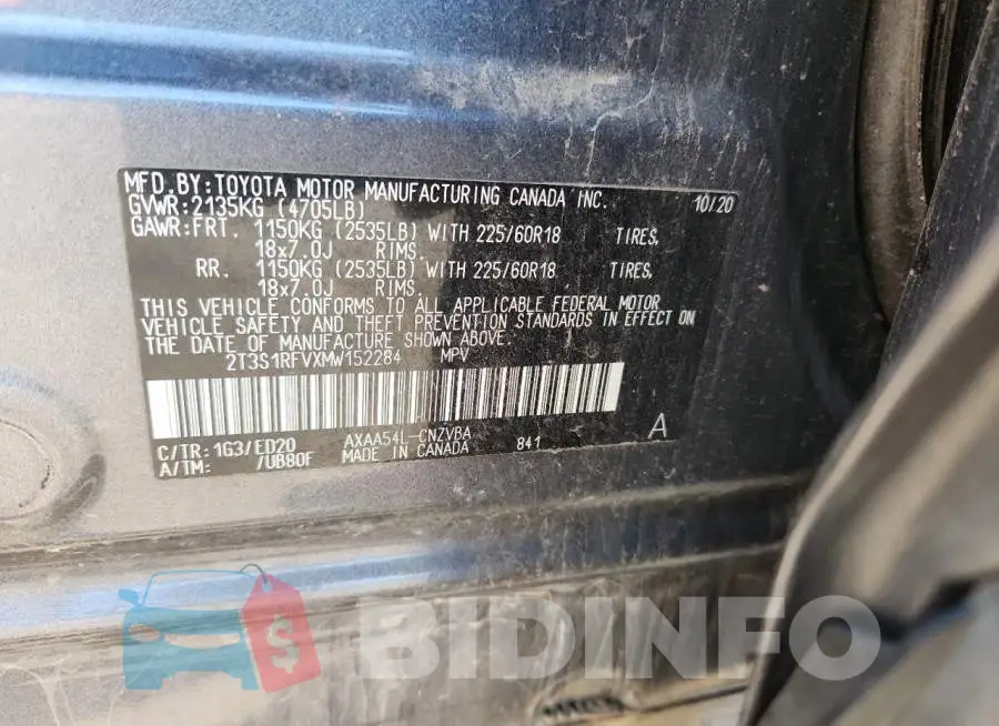 2T3S1RFVXMW152284 Photo# 13