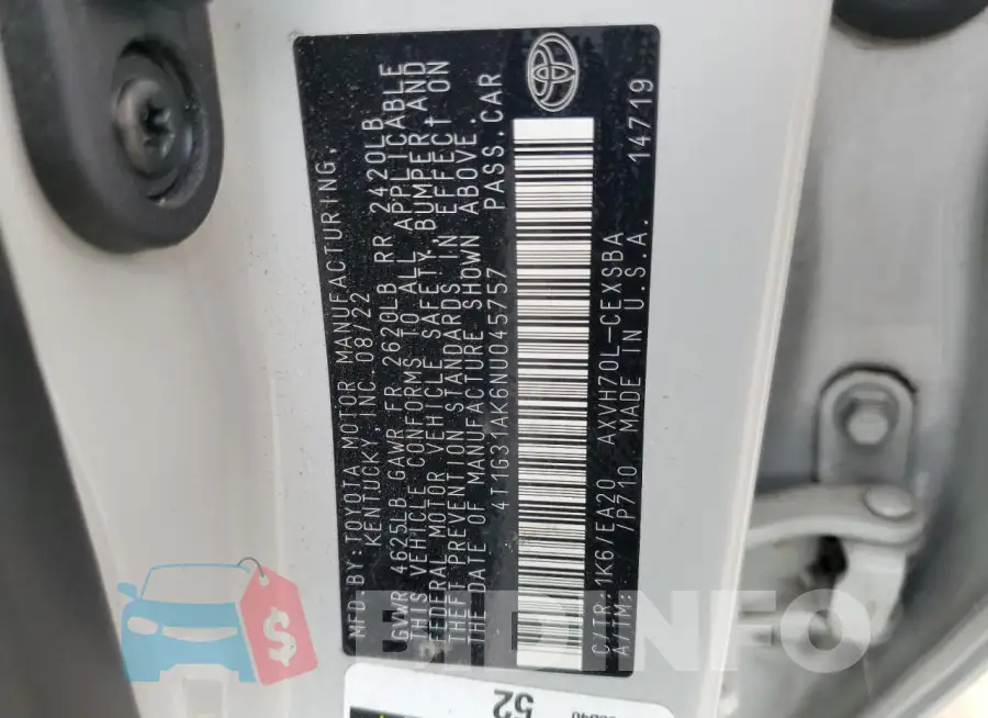 4T1G31AK6NU045757 Photo# 12