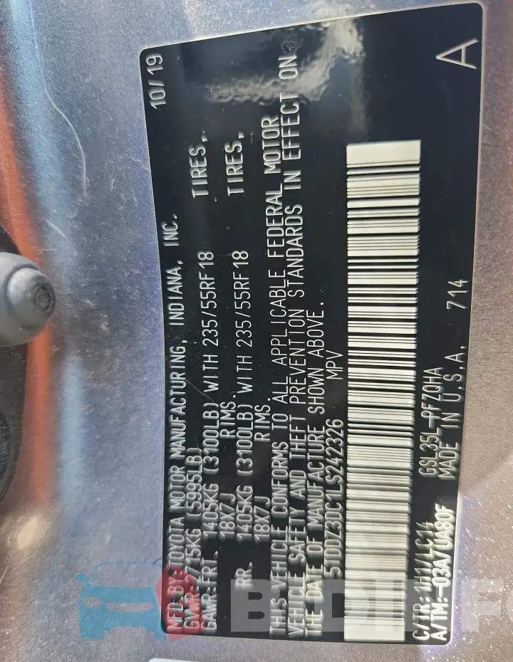 5TDDZ3DC1LS242326 Photo# 14