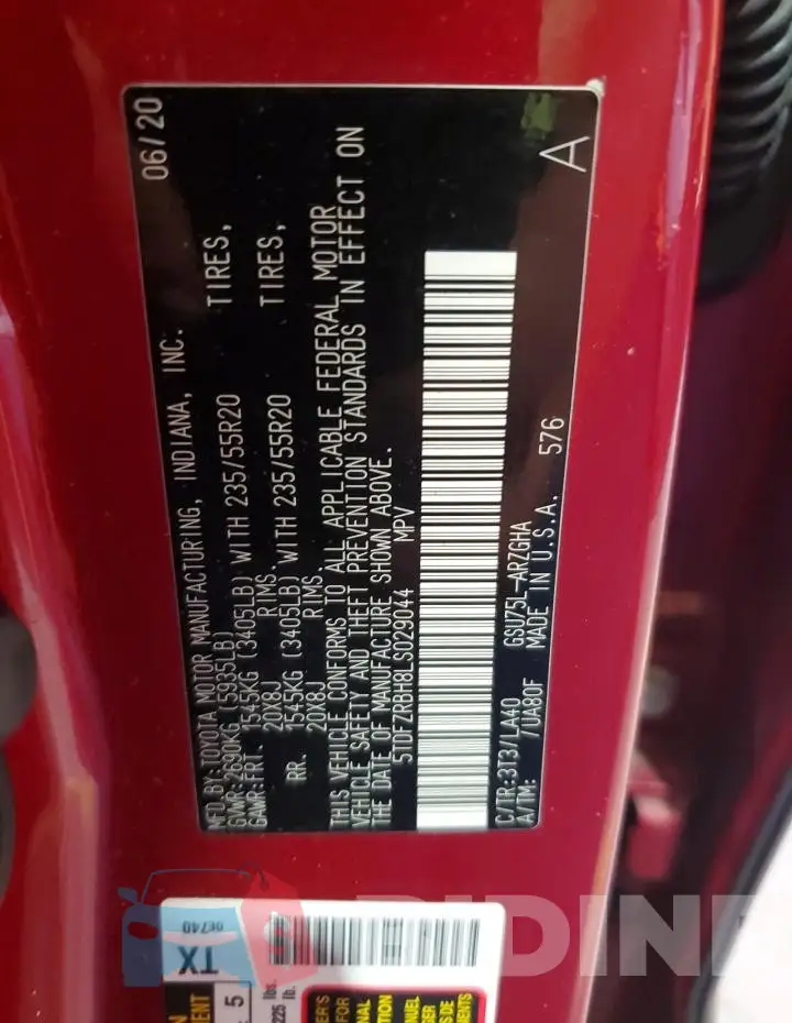 5TDFZRBH8LS029044 Photo# 13