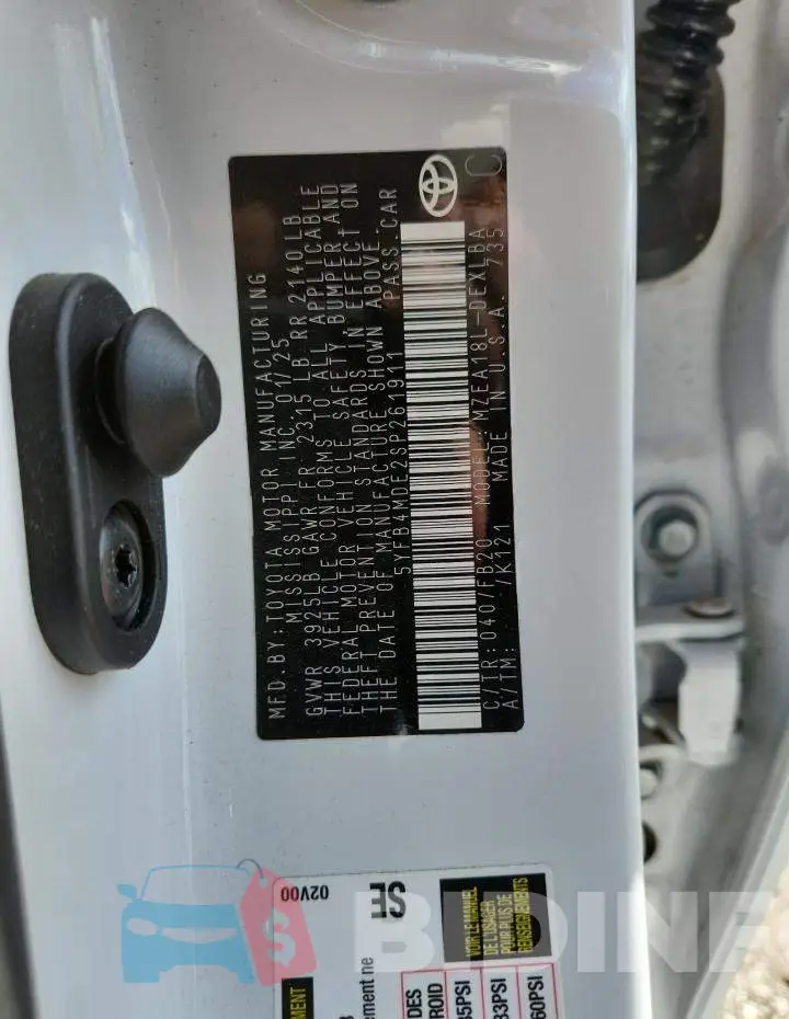 5YFB4MDE2SP261911 Photo# 12