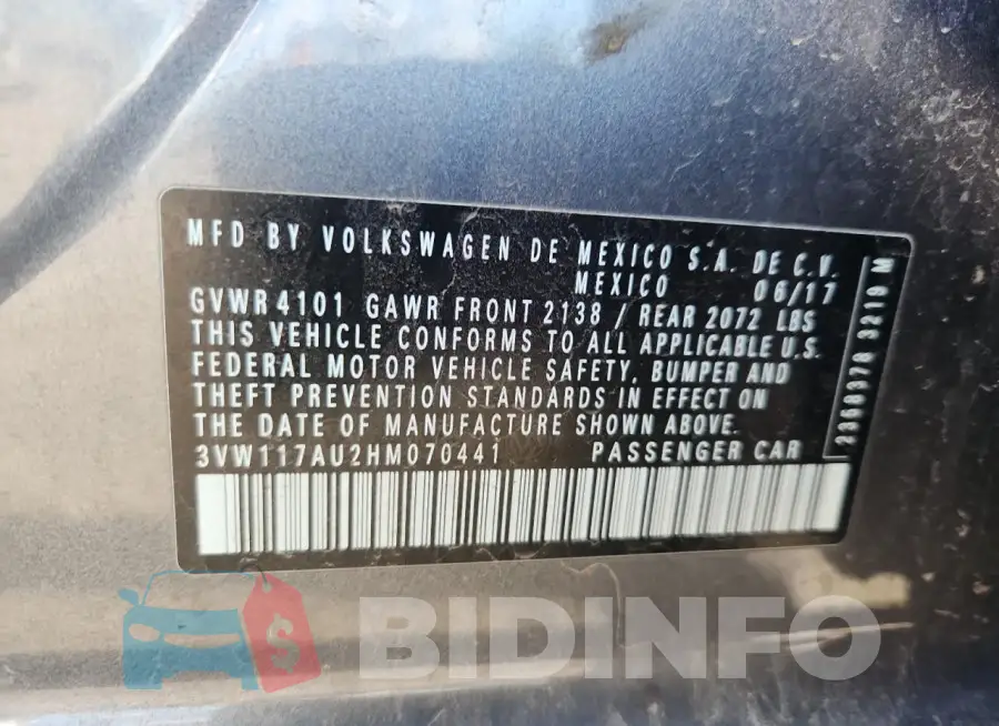 3VW117AU2HM070441 Photo# 12
