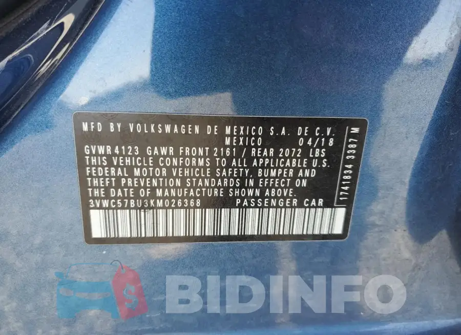 3VWC57BU3KM026368 Photo# 12
