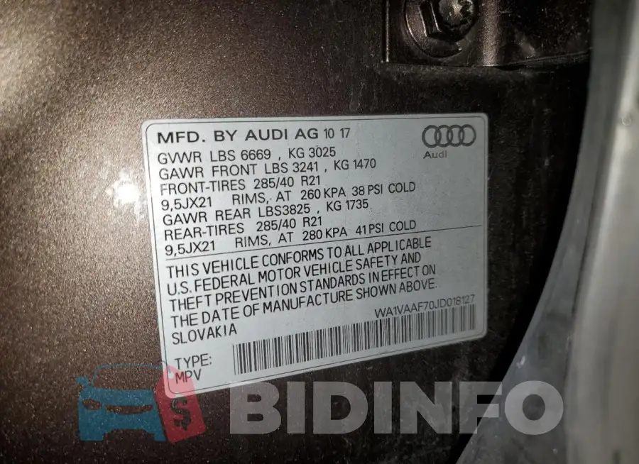 WA1VAAF70JD018127 Photo# 14