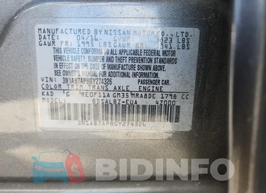 3N1AB7AP8GY274326 Photo# 12