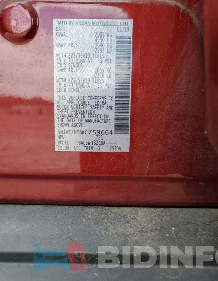5N1AT2MT6KC759664 Photo# 12