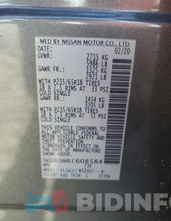 5N1DR2BN8LC608584 Photo# 13