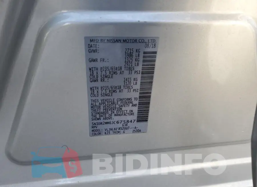 5N1DR2MM6JC675847 Photo# 13