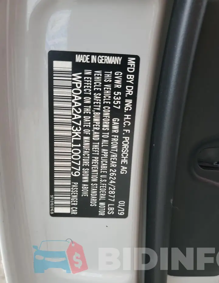 WP0AA2A73KL100779 Photo# 13